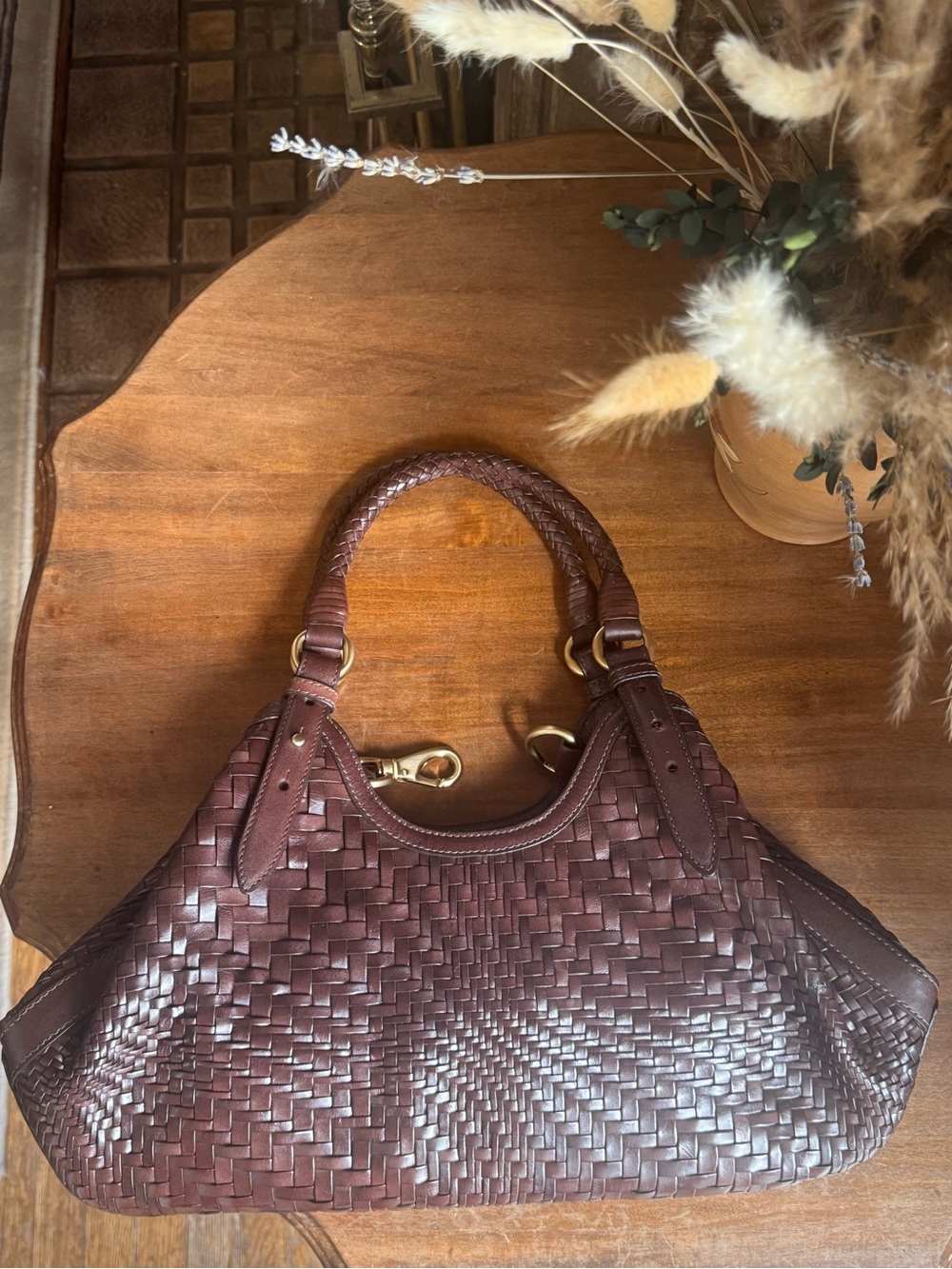 COLE HAAN WOVEN LEATHER HOBO BAG — LIKE NEW